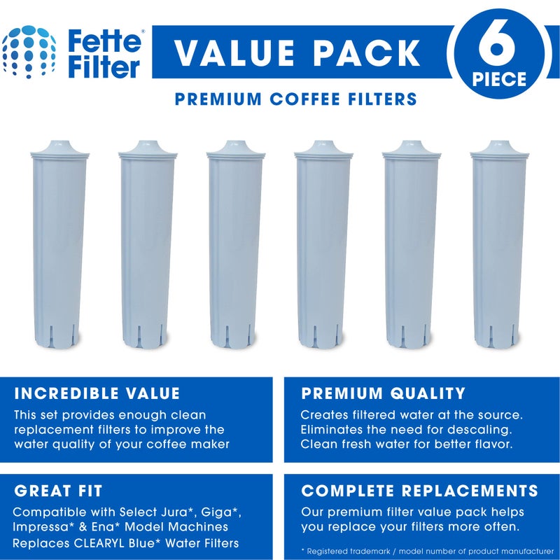 Fette Filter - Water Filter Compatible with Jura Clearyl Blue. Compare to Part # 71445 or 67879 - Pack of 6 - Image 3